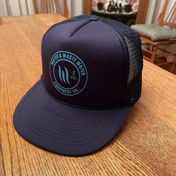 Men's Water & Waste Water Equipment Co.Blue Snapback Mesh Back Trucker Hat Cap - Picture 1 of 11